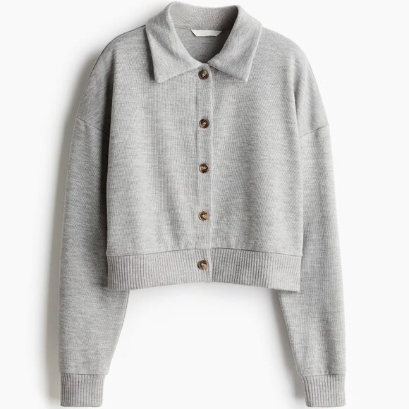 H&M Tops - H&M Light Gray Melange Cardigan with Collar/NWT/XL